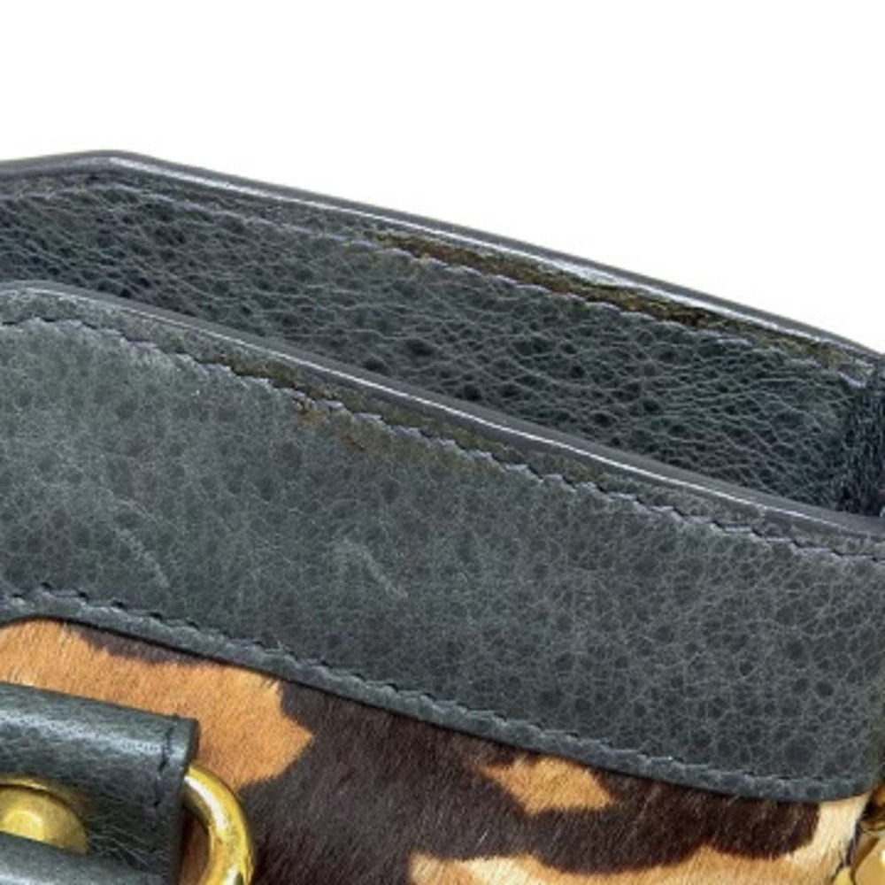 Balenciaga The First Handbag Shoulder Bag Leather Calf Hair Brown Dark Green - Picture 5 of 10